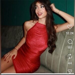 SHORT HALTER FRINGE DRESS